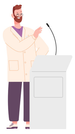 Man speaks on conference. Medical seminar. Scientific speakerのイラスト素材