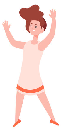 Active school girl. Happy smiling girl jumpingのイラスト素材