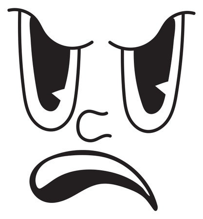 Angry toon face. Facial expression in retro comic styleのイラスト素材