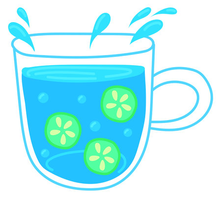 Cucumber water in glass mug. Healthy drink iconのイラスト素材