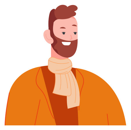 Young bearded man portrait. Male profile pictureのイラスト素材