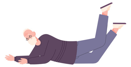 Elderly person fall down after slipping. Fracture riskのイラスト素材