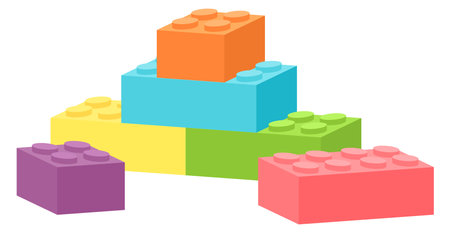 Plastic building blocks. Toy bricks cartoon iconのイラスト素材