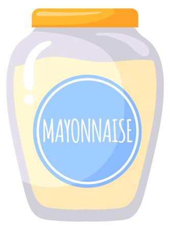 Mayonaise glass jar cartoon icon. Food sauceのイラスト素材