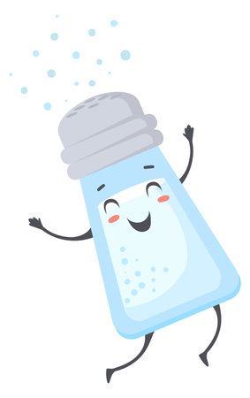 Salt shaker mascot. Happy smiling glass spiceのイラスト素材