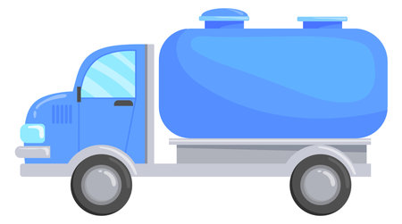 Blue tank truck cartoon icon. Milk transportationのイラスト素材