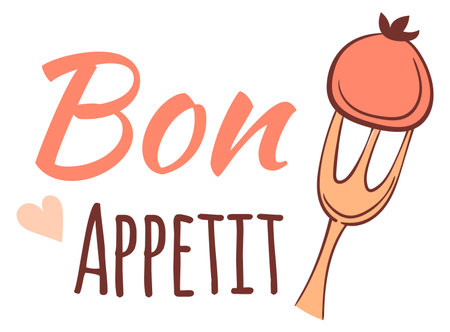 Kitchen lettering. Decorative quote. Enjoy your meal wordsのイラスト素材