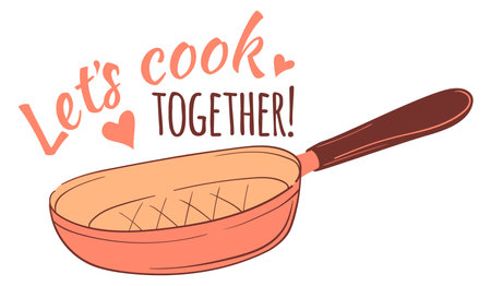 Cook together. Inspirational kitchen sticker in cute styleのイラスト素材