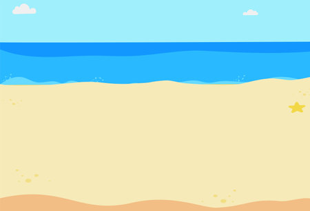 Empty beach landscape. Sunny weather on snad ocean coastのイラスト素材