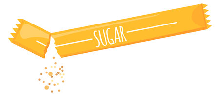 Open sugar stick. Takeaway pouch cartoon iconのイラスト素材