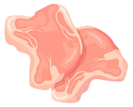Sirloin cartoon icon. Raw pork meat steaksのイラスト素材