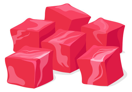 Diced beef cartoon icon. Red meat chopのイラスト素材