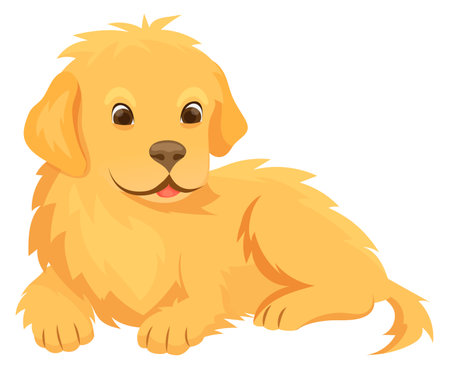 Cute little puppy character. Golden cartoon dogのイラスト素材