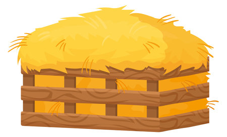 Hay feeder. Wooden box for dry grass storageのイラスト素材