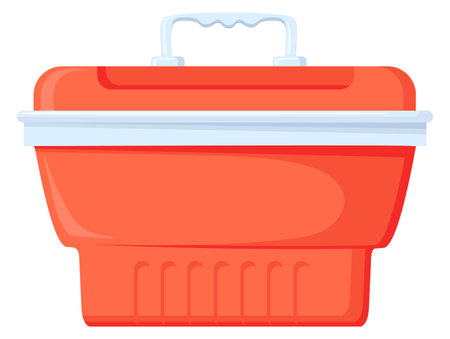 Plastic container cartoon icon. Portable delivery boxのイラスト素材