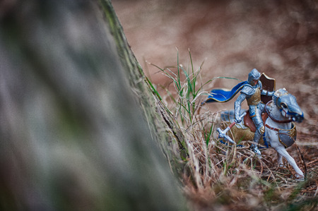 figurine of a knight riding on horseの写真素材