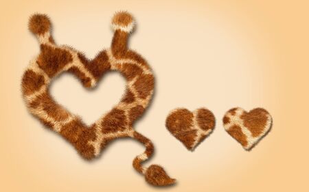heart fur, close up with tail, symbol designの写真素材