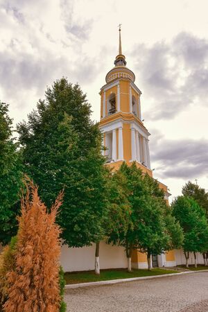 The bell tower on the Cathedral Square of the Kolomna Kremlin, yellow bell towerの写真素材