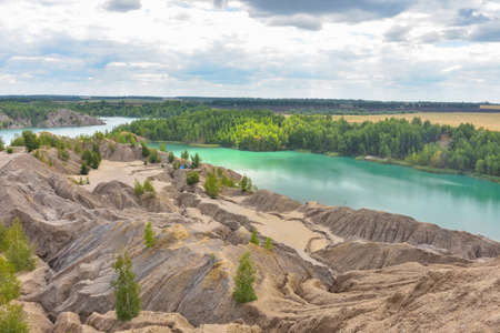 blue lake in an abandoned quarry, Romantsevo mountains, lake in an abandoned mine, blue lakesの写真素材
