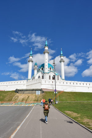 Kazan, Russia - May, 01, 2022: Kul Sharif Mosque, the main Juma mosque of the Republic of Tatarstan and the city of Kazan, white mosqueのeditorial素材