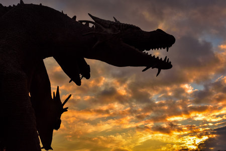 Lipetsk region, Russia - November 06, 2021: sculpture of the Serpent-Gorynych, Kudykina Gora park, fire-breathing dragonのeditorial素材