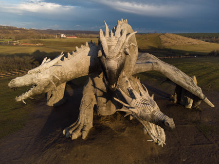 Lipetsk region, Russia - November 06, 2021: sculpture of the Serpent-Gorynych, Kudykina Gora park, fire-breathing dragonのeditorial素材