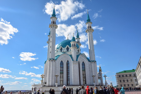 Kazan, Russia - May, 01, 2022: Kul Sharif Mosque, the main Juma mosque of the Republic of Tatarstan and the city of Kazan, white mosqueのeditorial素材