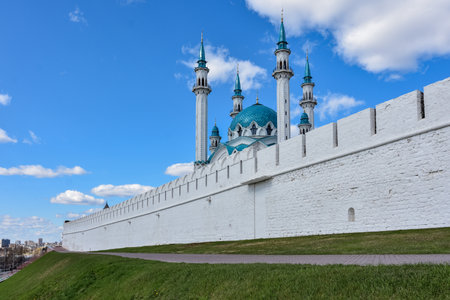 Kazan, Russia - May, 01, 2022: Kul Sharif Mosque, the main Juma mosque of the Republic of Tatarstan and the city of Kazan, white mosqueのeditorial素材