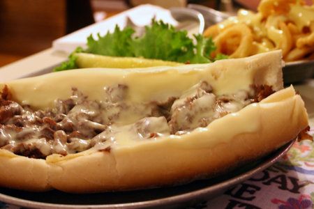 Cheesesteak and cheese fries.の写真素材