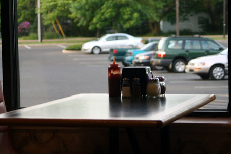 View from the booth of a casual restaurant.