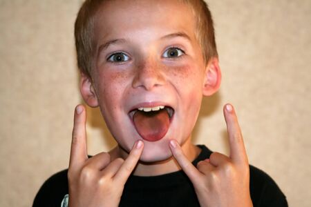 Devil Horns Rock Boyの写真素材