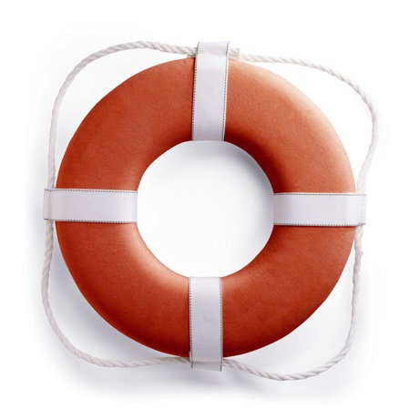 Red safe guard ring against white background 