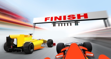 formula one cars driving at high speed lap - motion blurの写真素材