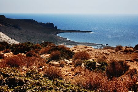 Outskirts of Crete where is pink sands and three seas mix up in this placeの写真素材
