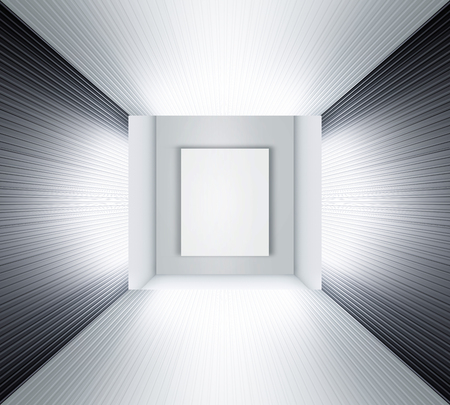 3D illustration of modern white exhibition space like museum or studioの写真素材