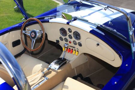 KIEV, UKRAINE - SEPTEMBER 11: Dashboard of Cobra retro car that located near parking on September 11, 2010 in Kiev, Ukraine.のeditorial素材