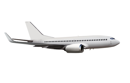 commercial airplane isolated on white backgroundの写真素材