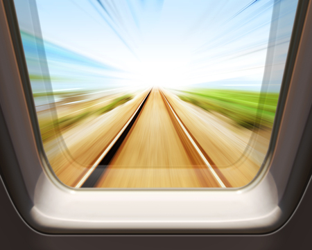 window of high speed train - motion blurの写真素材