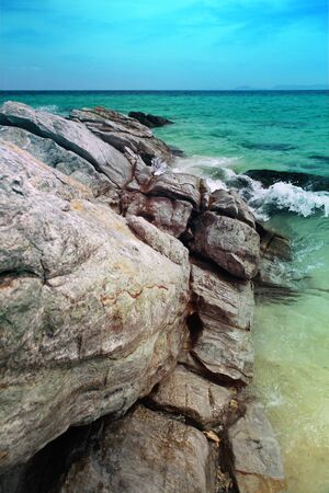 beautiful ocean with rocks at summer day, island of Thailandの写真素材
