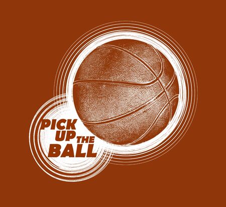The image of a basketball with the text for drawing on a t-shirtの写真素材