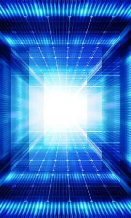 Technology background with transparent geometric shapes like matrixの写真素材