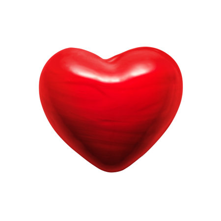 Red ceramic heart isolated on white background. Can be used for valentines and wedding cards. Love, health, romantic, gift conceptの写真素材
