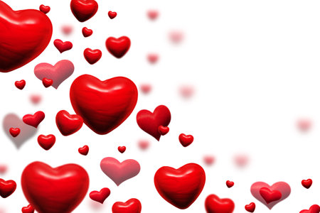 red hearts abstract background for valentines day greeting card or festive wallpaper. Copy space for text. 3d illustrationの写真素材