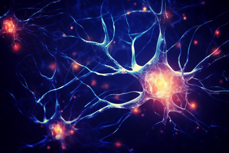 Motor Neuron under the microscope in lab, nerve sells backgroundの素材