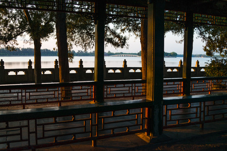 Long corridor is the famous promenade in the Summer Palace. のeditorial素材