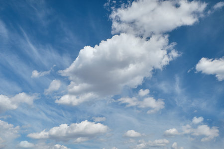 Clear blue sky and white clouds in summer during the daytime