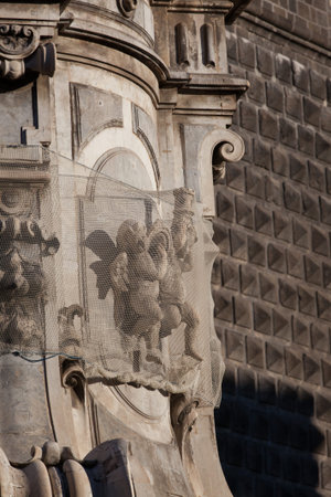 Obelisk, detail Place del Gesù Nuovo, Naples., Italyのeditorial素材