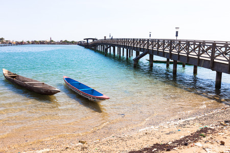 wooden Bridge, Joal fadiouth,seine de Saloum, Senegalのeditorial素材