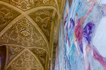 Cloister of St. Chiara church and monastery, Naples, Italyのeditorial素材