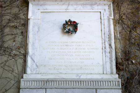 grave of Giacomo Leopardi in Naples, Italian poet, near the tomb of Virgilのeditorial素材